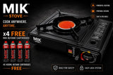MIK Portable Black Butane Gas Stove Kit + 4 FREE Butane Cartridges - MIK COCO