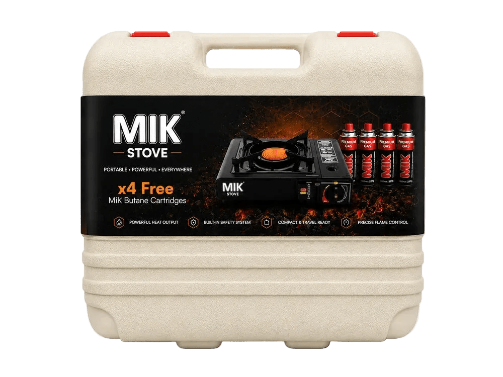 MIK Portable Black Butane Gas Stove Kit + 4 FREE Butane Cartridges - MIK COCO