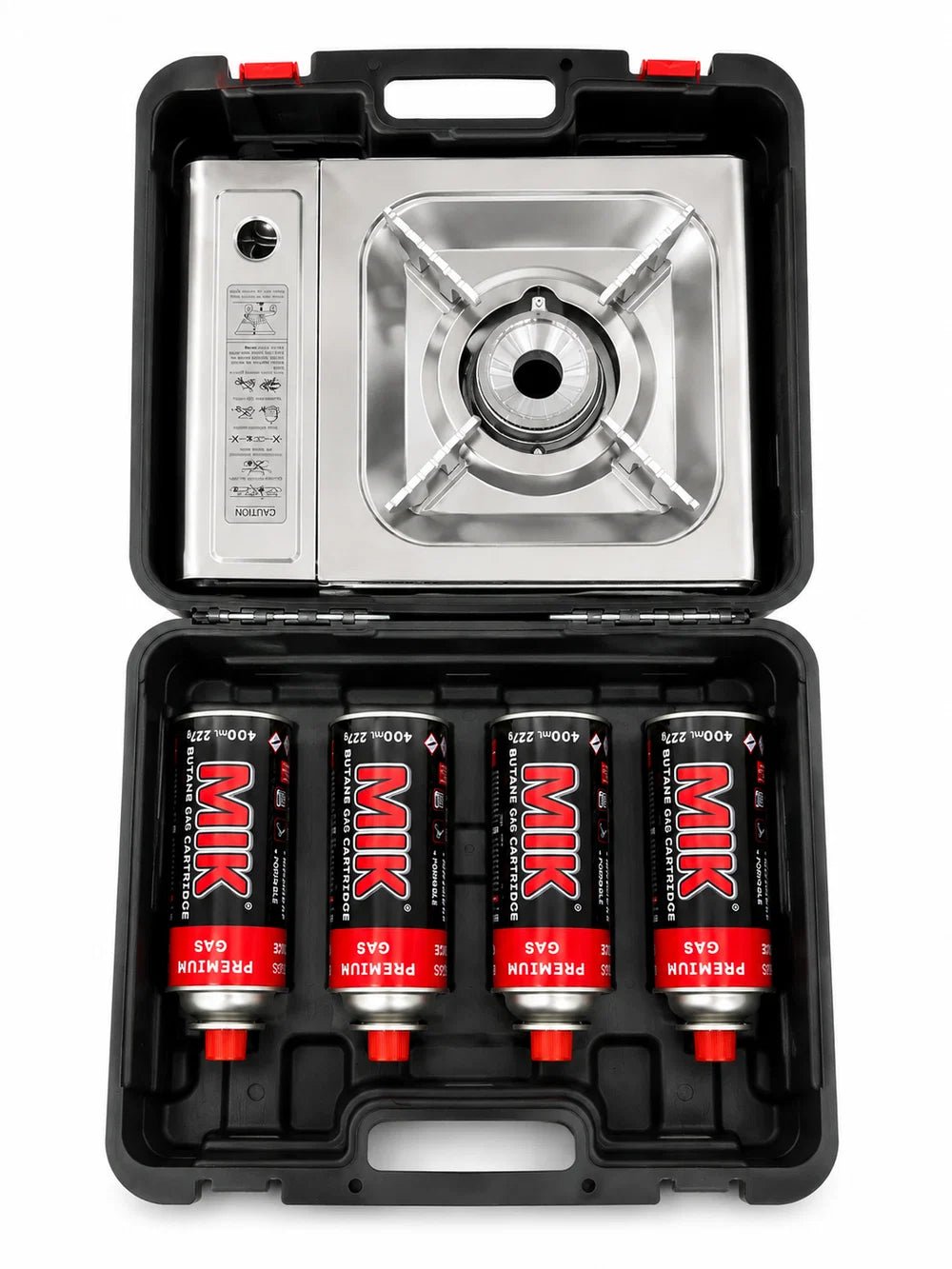MIK Portable Silver Butane Gas Stove Kit + 4 FREE Butane Cartridges - MIK COCO