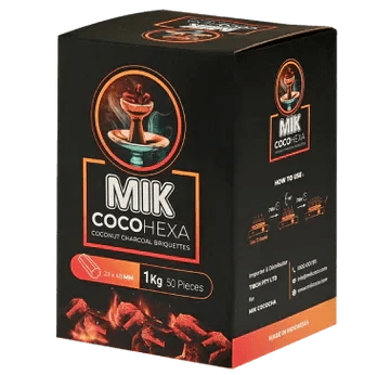 Mik Coco Hexa Shisha Coconut Charcoal Briquettes 10 x 1kg - MIK COCO