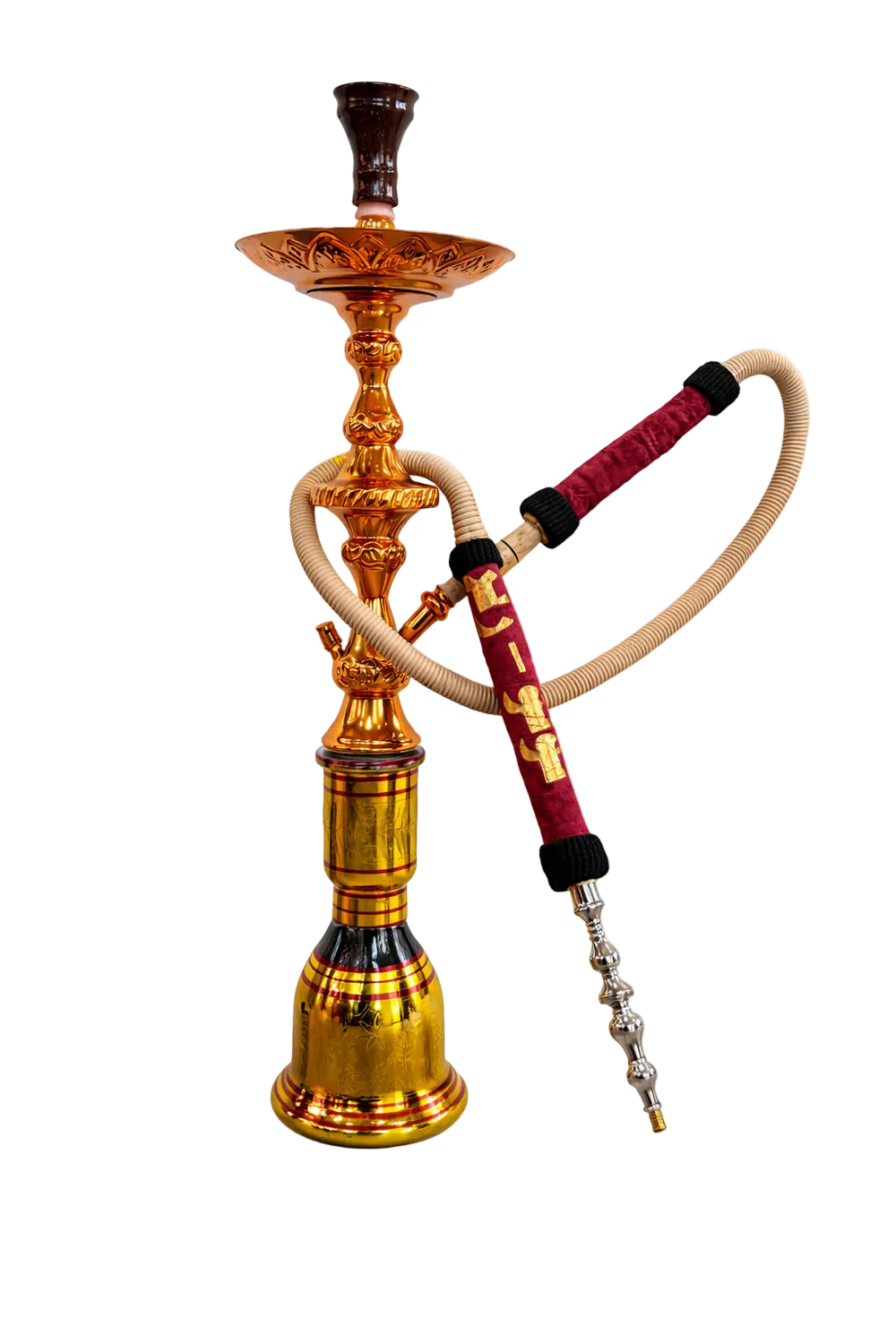 Traditional Gold Shisha Set Complete With Hose & Base (75CM) - MIK COCO